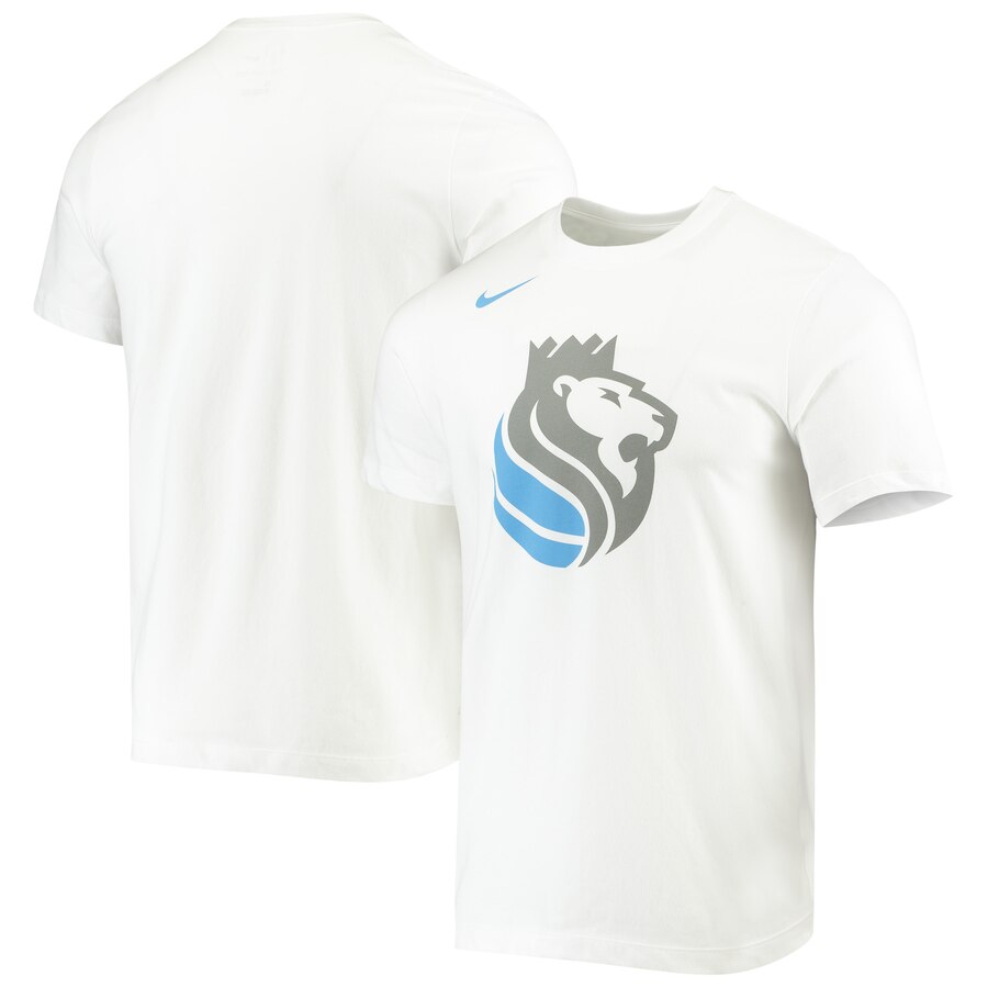 Men 2020 NBA Nike Sacramento Kings White City Edition Logo DFCT Performance TShirt->nba t-shirts->Sports Accessory